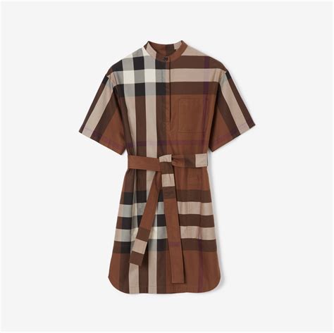 burberry check cotton tie waist shirt dress|Burberry short sleeve button up.